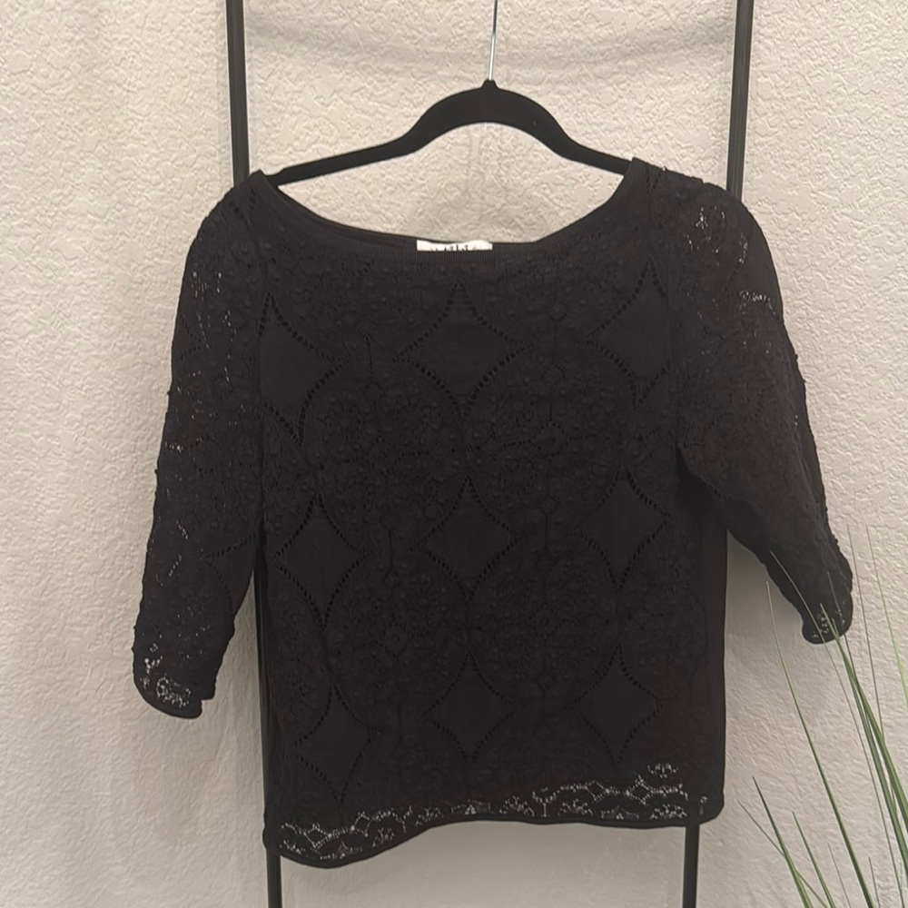 Tibi Black Embellished Cropped Blouse